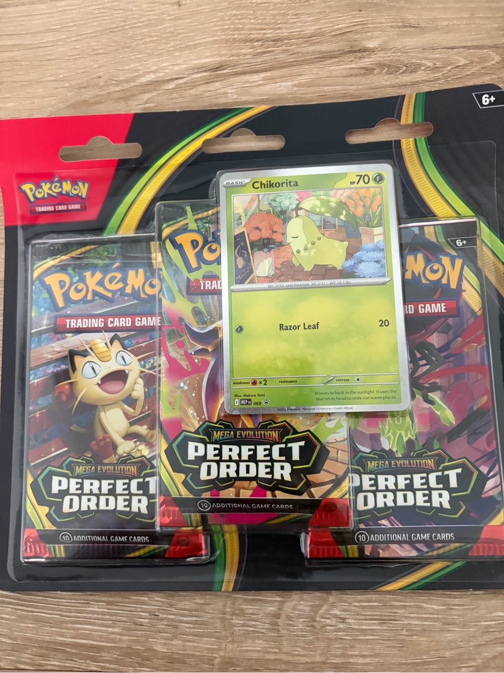 Pokemon Perfect Order 3-Pack Booster Set with Green Chikorita Promo